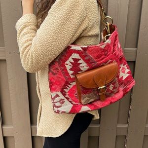 SUNDANCE Celeste Carpet Bag Tapestry Embroidered Boho Fall Long Strap Colorful